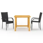 Set mobilier de grădină, 3 piese, negru GartenMobel Dekor