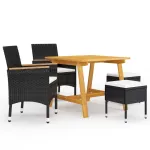 Set mobilier de grădină, 5 piese, negru GartenMobel Dekor