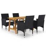 Set mobilier de grădină, 5 piese, negru GartenMobel Dekor