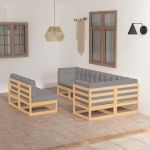 Set mobilier de grădină cu perne, 7 piese, lemn masiv de pin GartenMobel Dekor