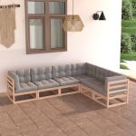 Set mobilier de grădină cu perne, 6 piese, lemn masiv de pin GartenMobel Dekor