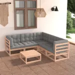 Set mobilier de grădină cu perne, 6 piese, lemn masiv de pin GartenMobel Dekor