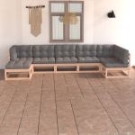 Set mobilier de grădină cu perne, 7 piese, lemn masiv de pin GartenMobel Dekor