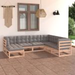 Set mobilier de grădină cu perne, 7 piese, lemn masiv de pin GartenMobel Dekor