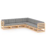 Set mobilier de grădină cu perne, 7 piese, lemn masiv de pin GartenMobel Dekor
