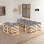 Set mobilier de grădină cu perne, 7 piese, lemn masiv de pin GartenMobel Dekor