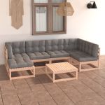 Set mobilier de grădină cu perne, 7 piese, lemn masiv de pin GartenMobel Dekor