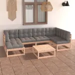 Set mobilier de grădină cu perne, 7 piese, lemn masiv de pin GartenMobel Dekor