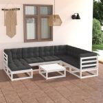 Set mobilier de grădină cu perne, 8 piese, lemn masiv de pin GartenMobel Dekor