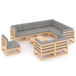 Set mobilier grădină cu perne, 10 piese, lemn masiv de pin GartenMobel Dekor