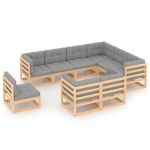 Set mobilier grădină cu perne, 9 piese, lemn masiv de pin GartenMobel Dekor