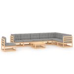 Set mobilier grădină cu perne, 9 piese, lemn masiv de pin GartenMobel Dekor