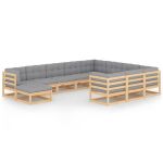 Set mobilier grădină cu perne, 11 piese, lemn masiv de pin GartenMobel Dekor