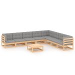 Set mobilier grădină cu perne, 9 piese, lemn masiv de pin GartenMobel Dekor