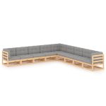 Set mobilier grădină cu perne, 9 piese, lemn masiv de pin GartenMobel Dekor
