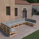 Set mobilier grădină cu perne, 10 piese, lemn masiv de pin GartenMobel Dekor