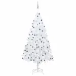 Brad Crăciun pre-iluminat artificial set globuri alb 210 cm PVC GartenMobel Dekor