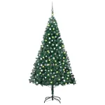 Brad de Crăciun pre-iluminat cu set globuri, verde, 210 cm, PVC GartenMobel Dekor
