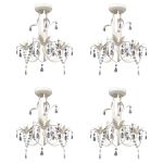 Candelabre suspendate de plafon cu cristale 4 buc. alb elegant  GartenMobel Dekor