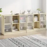 Bibliotecă cu uși stejar sonoma 204x37x75 cm lemn compozit GartenMobel Dekor