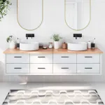 Blat de baie, maro deschis, 200x50x(2-4) cm, lemn masiv tratat GartenMobel Dekor