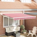 Cortina Retractabilă Manual Roșu și Alb 300 x 250 cm GartenMobel Dekor