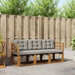 Set de canapele de exterior 3 pcs Gri natural și deschis GartenMobel Dekor