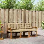 Set de canapele de exterior cu pernă 3 pcs Natural și Bej GartenMobel Dekor