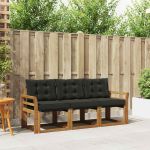 Set de canapele de exterior cu pernă 3 pcs Natural și Negru GartenMobel Dekor