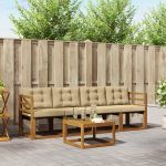 Set de canapele de exterior cu pernă 5 pcs Natural și Bej GartenMobel Dekor