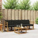 Set de canapele de exterior cu pernă 5 pcs Natural și Negru GartenMobel Dekor