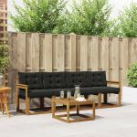 Set de canapele de exterior cu pernă 5 pcs Natural și Negru GartenMobel Dekor