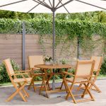 Set mobilier de grădină 5 piese textil bej/lemn masiv GartenMobel Dekor