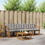 Set de canapele de exterior 5 pcs Gri natural și deschis GartenMobel Dekor