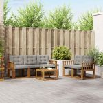 Set de canapele de exterior 6 pcs Gri natural și deschis GartenMobel Dekor