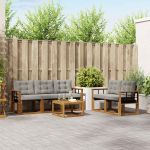 Set de canapele de exterior 6 pcs Gri natural și deschis GartenMobel Dekor