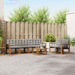 Set de canapele de exterior 7 pcs Gri natural și deschis GartenMobel Dekor