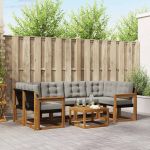 Set de canapele de exterior 7 pcs Gri natural și deschis GartenMobel Dekor