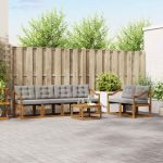 Set de canapele de exterior 7 pcs Gri natural și deschis GartenMobel Dekor