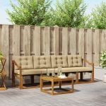 Set de canapele de exterior cu pernă 5 pcs Natural și Bej GartenMobel Dekor