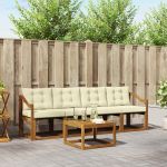 Set de canapele de exterior cu pernă 5 pcs Natural și Crem GartenMobel Dekor