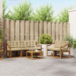 Set de canapele de exterior cu pernă 6 pcs Natural și Bej GartenMobel Dekor