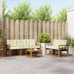 Set de canapele de exterior cu pernă 6 pcs Natural și Crem GartenMobel Dekor