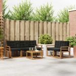 Set de canapele de exterior cu pernă 6 pcs Natural și Negru GartenMobel Dekor