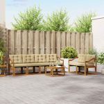 Set de canapele de exterior cu pernă 7 pcs Natural și Bej GartenMobel Dekor