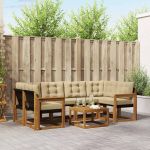 Set de canapele de exterior cu pernă 7 pcs Natural și Bej GartenMobel Dekor