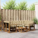 Set de canapele de exterior cu pernă 7 pcs Natural și Bej GartenMobel Dekor