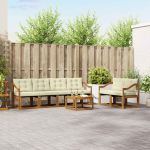 Set de canapele de exterior cu pernă 7 pcs Natural și Crem GartenMobel Dekor