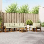 Set de canapele de exterior cu pernă 7 pcs Natural și Crem GartenMobel Dekor