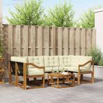 Set de canapele de exterior cu pernă 7 pcs Natural și Crem GartenMobel Dekor